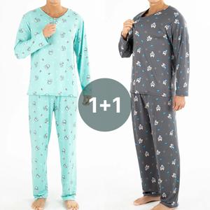 시크나인 1+1 남자 피치기모 잠옷 상하 세트 캐릭터 홈웨어 디자인 3종