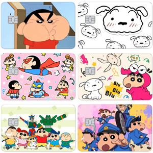 Kawaii Crayon Shin-Chan 포커 스티커 필름 테이프 스킨 신용 직불 카드 만화 장식 방수 스티커 작은 칩