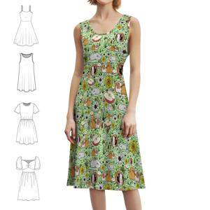 여성을 위한 녹색 한국 스타일 드레스를 입은 기니피그 파티나 일상복을 위한 우아한 캐주얼 드레스 기니피그 귀여운 기니피그