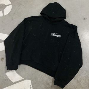 남성 블랙 스타 프린트 후디 2025 새로운 스트리트웨어 오버 사이즈 후드 스웨트 셔츠 