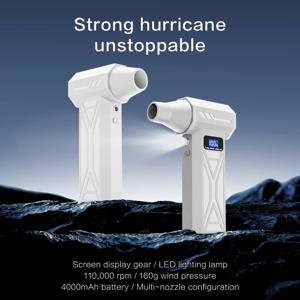 【2025 P70 화이트 에어 블로워】4단 터보 블로워 제트 팬 LED 라이트 배터리 디스플레이 무선 압축 공기 청소기 110000RPM