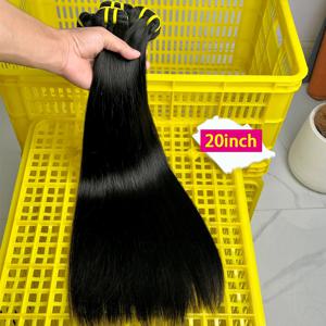 16A 생모 스트레이트 번들 미가공 베트남산 100% 인모 연장용 헤어 더블 웨프트 10-36인치 내추럴 블랙 컬러 # 1B