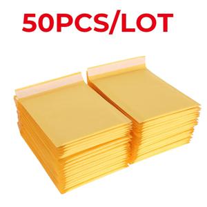 50개/묶음 크라프트 종이 버블 봉투 다양한 규격의 메일러 패딩 배송 봉투 버블 메일링 백