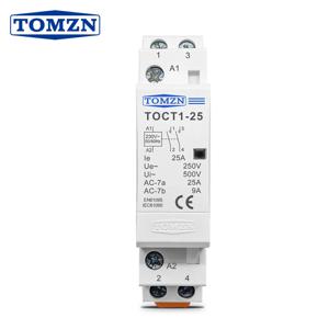 TOMZN TOCT1 2P 16A 20A 25A 220V/230V 50/60Hz DIN 레일 가정용 AC 모듈형 접촉기 2NO 또는 1NO 1NC