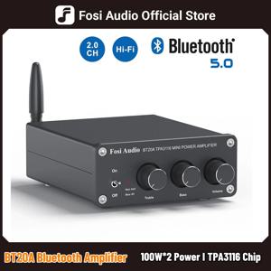 Fosi Audio BT20A Bluetooth TPA3116D2 사운드 전력 증폭기 100W 미니 HiFi 스테레오 클래스 D 앰프 홈 시어터 용 저음 고음