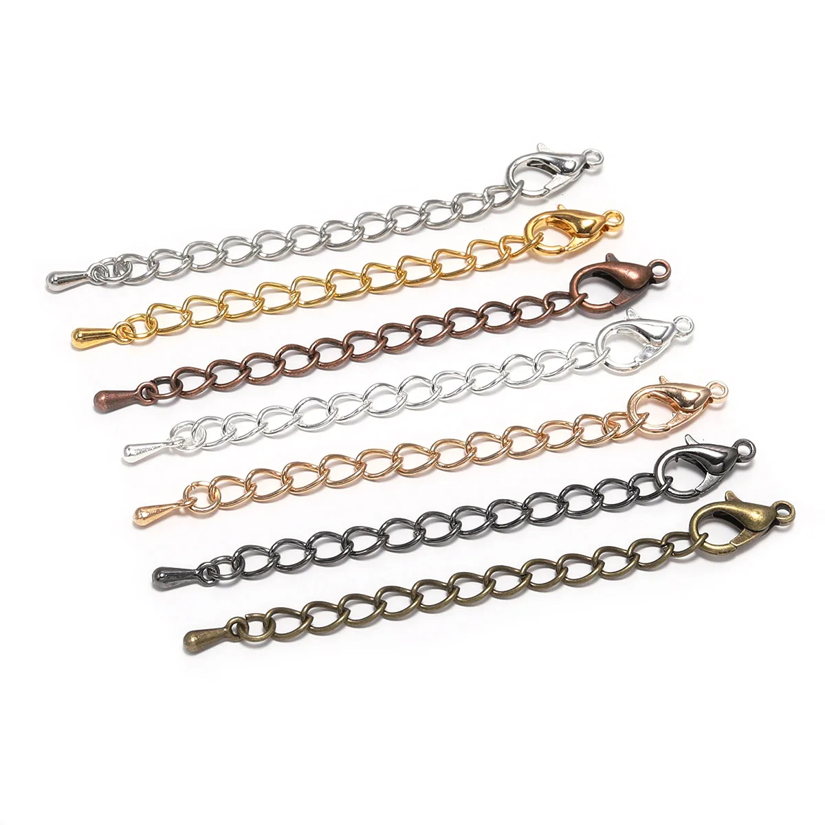 10 개/몫 50 70mm 톤 확장 확장 테일 체인 랍스터 걸쇠 커넥터 DIY 팔찌 목걸이 쥬얼리 결과 만들기