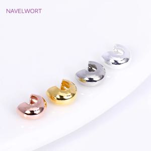 18K 골드 도금 오픈 크림프 비즈 커버 황동 스트라이프 크림프 엔드 비즈 스토퍼 DIY 수제 공예 쥬얼리 액세서리