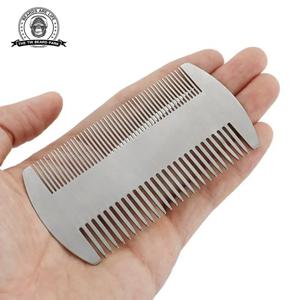 1pcs 금속 머리 & 수염 빗 EDC 크기 강철 지갑과 포켓에 적합 정전기 방지 듀얼 액션 수염 빗 헤어 스타일링