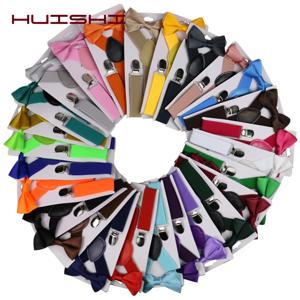 바지에 대한 어린이 멜빵 Bowtie 세트 일치하는 턱시도 정장 소년 소녀 Childs 조정 가능한 Y-백 브레이스 벨트 조정 가능한 Bowtie 결혼식