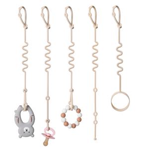 아기를 위한 장난감 안전 스트랩, 5팩 실리콘 젖꼭지 클립, 유모차 카시트용 실리콘 아기 장난감 병 Teether 번지 스트랩