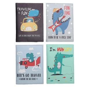 만화 공룡 인쇄 여권 홀더 PU 가죽 방수 여권 커버 ID 카드 홀더 여권 지갑 여행 액세서리