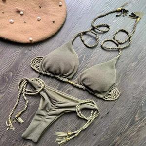 RUOTONSEPT 섹시한 꼬기 로프 붕대 비키니 세트 여성 수영복 투피스 삼각형 수영복 수영복 브라질 Biquinis