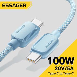 Essager 100W USB 유형 C-USB C 케이블 5A PD 고속 충전 케이블 유형 C 와이어 Xiaomi Samsung Huawei Oppo Oneplus Macbook iPad