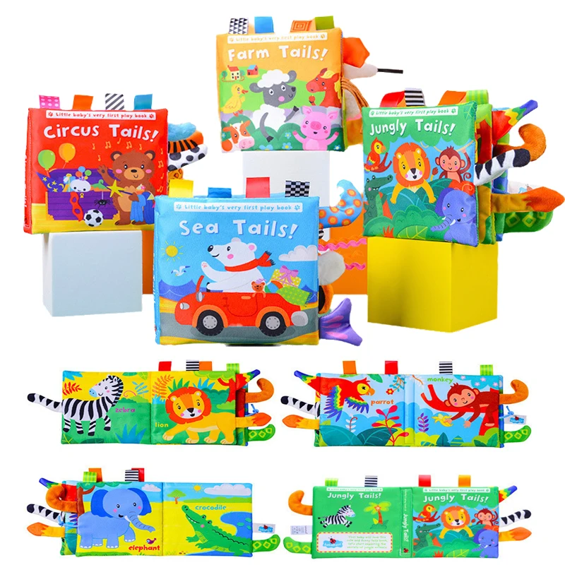 새로운 3D 시각적 꼬리 헝겊 책 아기 찢어짐 방지 물린 인지 도구 대화 형 부모-자녀 재미 유아 계몽 장난감