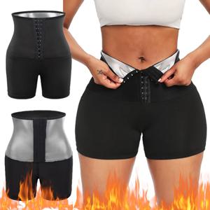여성용 땀 사우나 팬츠 바디 쉐이퍼 쇼츠 지방 연소 체중 감량 슬리밍 쉐이프웨어 허리 트레이너 핫 써모 피트니스 쇼츠