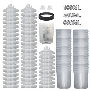 50개/세트 스프레이 건 페인트 믹싱 컵 H/O 퀵 컵 스프레이 건 탱크 160ML/300ML/600ML 일회용 페인트 컵