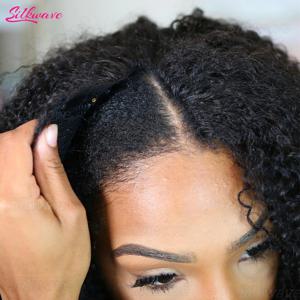 실크웨이브 V파트 가발, 인모 곱슬머리 글루리스 가발 (흑인 여성용), 부분 가발, 쉬운 블렌딩 클립형, 하프 딥 웨이브 V파트 가발