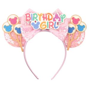 반짝이는 리본, 미니 풍선, 귀 머리띠, 어린이 미키 생일 머리띠, 귀여운 파티 장식 모자