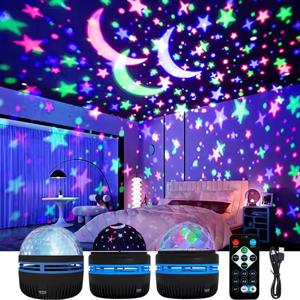 1/3PCS LED 별이 빛나는 밤 빛 원격 제어 회전 스타 문 프로젝션 램프 USB 플러그인 매직 볼 무대 분위기 장식