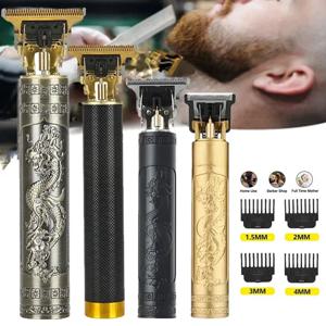 남성용 T9 USB 전기 머리 깎기 머리 절단기 충전식 남자 면도기 트리머 이발사 기술 수염 트리머