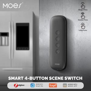 Tuya ZigBee 스마트 장면 스위치, 휴대용 무선 경량 디자인, 12 시나리오 리모컨 자동화, 배터리 구동, 4 단추
