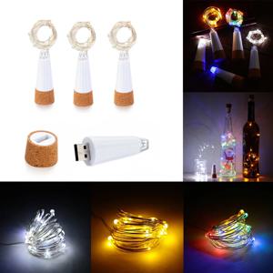 2m 20 LED 코르크 병 요정 빛 USB 충전식 실내 장식 문자열 램프 침실 홈 파티 웨딩 크리스마스