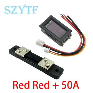 미니 디지털 전압계 전류계, DC 0-100V 50A 암페어 전압 전류 계량기 검출기 테스터, 0.28 인치 듀얼 LED 디스플레이 게이지 및 션트