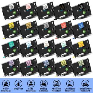 6/9/12/18/24mm Brother 테이프 용 12mm 호환 tze 라벨 테이프 tze231 221 Ptouch PTH110 H107 P710BT H105 E550W 라벨 프린터 용