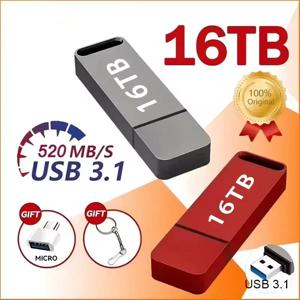 오리지널 펜 드라이브 16TB USB 3.2 플래시 드라이브 고속 펜 드라이브 타입 C 금속 USB 메모리 컴퓨터 저장 장치용