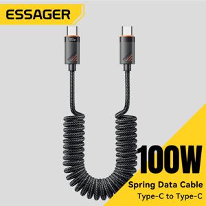 Essager 자동차 스프링 유형 C 케이블 iPhone 16 1514 Xiaomi Samsung 100W PD Macbook iPad 유형 C-유형 C 케이블 용 고속 충전