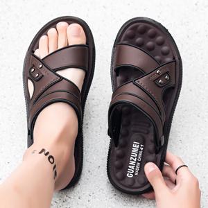 여름 남성 샌들 오픈 발가락 플랫 남성 캐주얼 신발 남성용 야외 워킹 샌들 비치 신발 sandalias hombre 남성 슬리퍼