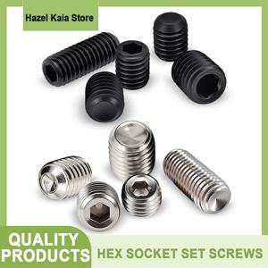 10 - 100pcs DIN916 304 스테인레스 스틸 등급 12.9 탄소강 육각 소켓 고정 나사 그럽 나사 볼트 M1.6 M2 M2.5 M3 M4 M5 M6 M8