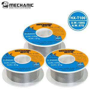 MECHANIC 1PCS HX-T100 100g 납땜 와이어 가벼운 로진 코어 0.3mm 0.4mm 0.5mm 0.6mm 0.8mm 1mm 1.2mm iPhone 삼성 수리 도구