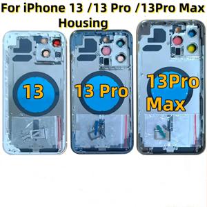 iPhone 13 13Pro 13 Pro Max 후면 배터리 도어 후면 유리(섀시 프레임 포함) SIM 트레이 측면 키 부품용 후면 하우징 커버