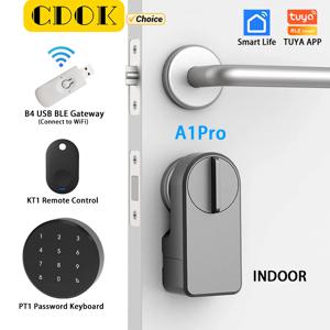 CDOK A1Pro Tuya Bluetooth 스마트 잠금 장치는 기존 도어 잠금 장치 수동 손잡이에 설치되어 스마트 잠금 해제를 달성합니다.