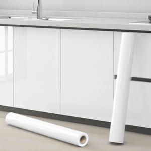 고광택 PVC 자체 접착 필름 - 가구, 옷장, 주방용 껍질 및 스틱 벽지(검은색/흰색)