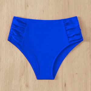 여름 여성 비키니 수영 트렁크 솔리드 컬러 섹시한 하이 웨이스트 고탄성 바지 데일리 비치 휴가 수영복 팬티