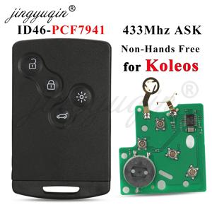 Renault Koleos 2008-2016 ID46 PCF7941 433Mhz 용 jingyuqin 자동차 원격 키 ASK 비 핸즈프리 열쇠가없는 카드 제어 Fob 4 버튼