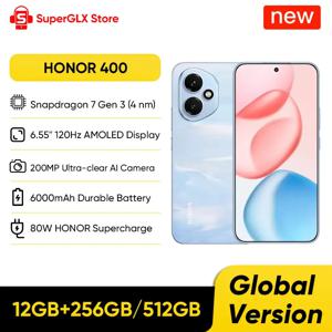 오리지널 새 글로벌 버전 HONOR 400 5G 스마트폰 스냅드래곤 7 Gen 3 6.55인치 120Hz AMOLED 디스플레이 200MP 6000mAh 80W 슈퍼차지