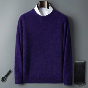 가을 겨울을위한 100% 순수 밍크 캐시미어 남성용 라운드 넥 스웨터, 캐주얼 니트 긴팔 풀오버 스웨터 남성용 Clothng