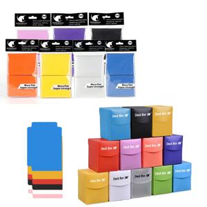 100+ TCG MTG 카드용 덱 박스 및 PTCG 토너먼트 게임용 무광 카드 슬리브 100개 (표준 크기 66×91mm, 셔플 가능)