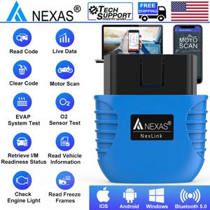 NEXAS 블루투스 5.0 OBD2 EOBD 오토바이 진단 스캐너 (iOS, 안드로이드, 윈도우용) 고장 코드 리더 진단 스캔 도구