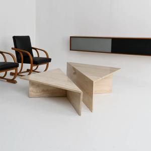 이탈리아 럭셔리 트래버틴 커피 테이블 - 와비사비 스타일 미니멀리스트 세트, ENF 친환경 맞춤형 모던 거실