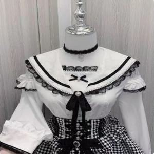 일본 카와이 로리타 레이스 패치 워크 여성 캐주얼 블라우스 하라주쿠 스위트 셔츠 JK 보우 탑 & 티셔츠 2025 Fashion New