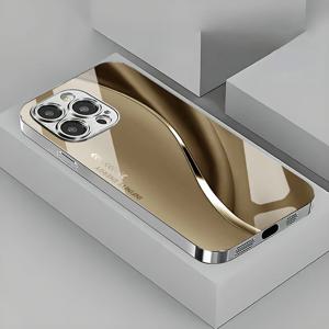 그라데이션 미니멀리스트 곡선 도금 폰 케이스 (아이폰 17 16 15 14 13 12 11 Pro Max Plus 16E 17 Air 강화유리 커버)
