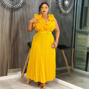 2025 여성용 우아한 아프리카 드레스, 신상 패션 민소매 쉬폰 맥시 로브, 플러스 사이즈 터키 이브닝 파티 롱 드레스