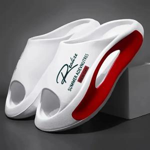 가벼운 EVA 남성 슬라이드 |   흑백 만화 디자인, 발가락 노출, 사계절 내내 편안함, 실내/실외 캐주얼 착용