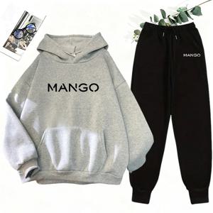 2025년 신상 여성 스웨트셔츠&스웨트팬츠 2피스 세트 도시 캐주얼 패션 후드 트랙수트 가을 겨울 후디 조깅복