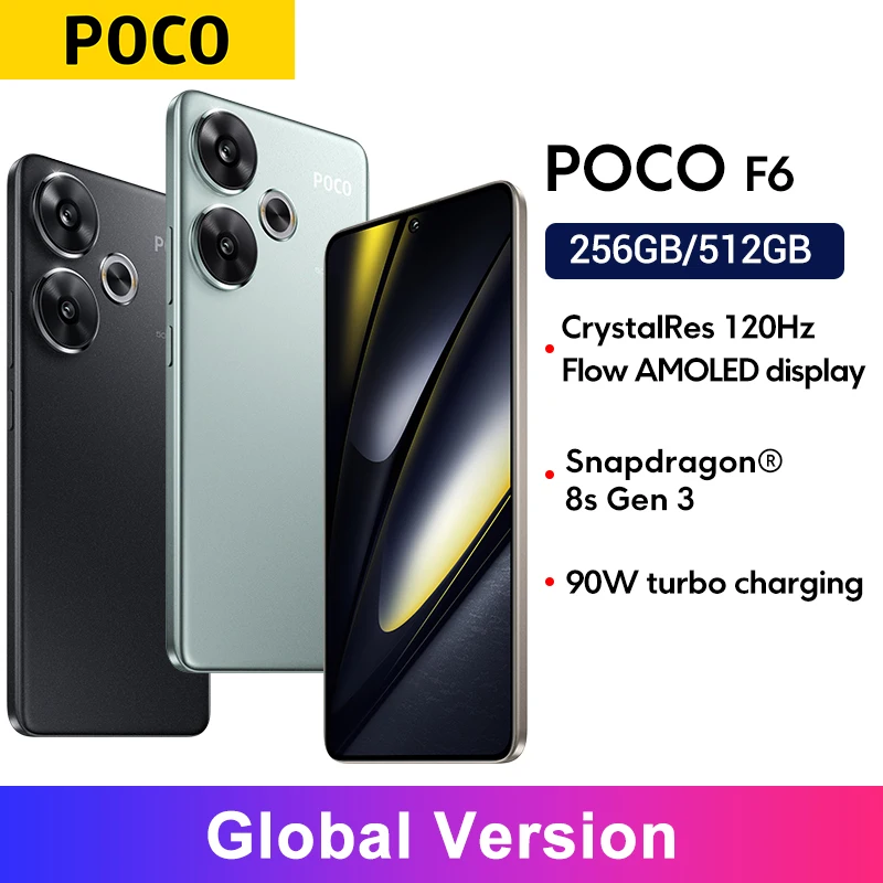 POCO F6 스마트폰 글로벌 버전 스냅드래곤 ® 8세대 3 90W 터보 충전 5000mAh 배터리