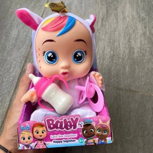 8인치 3D 우는 아기 유니콘 아기 시뮬레이션 아기 울음 인형 창의적이고 귀여운 인형 소녀용 리본 베이비 비닐 크리스마스 선물